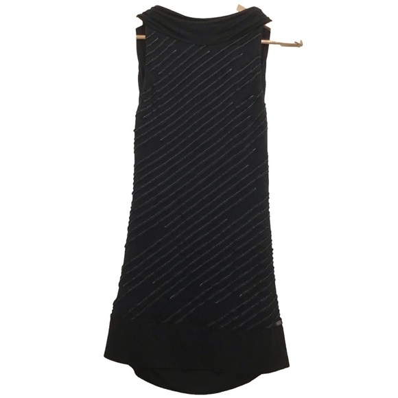 Marciano BLACK 100% silk mini dress open back silver metallic sewing size Small - Picture 1 of 15